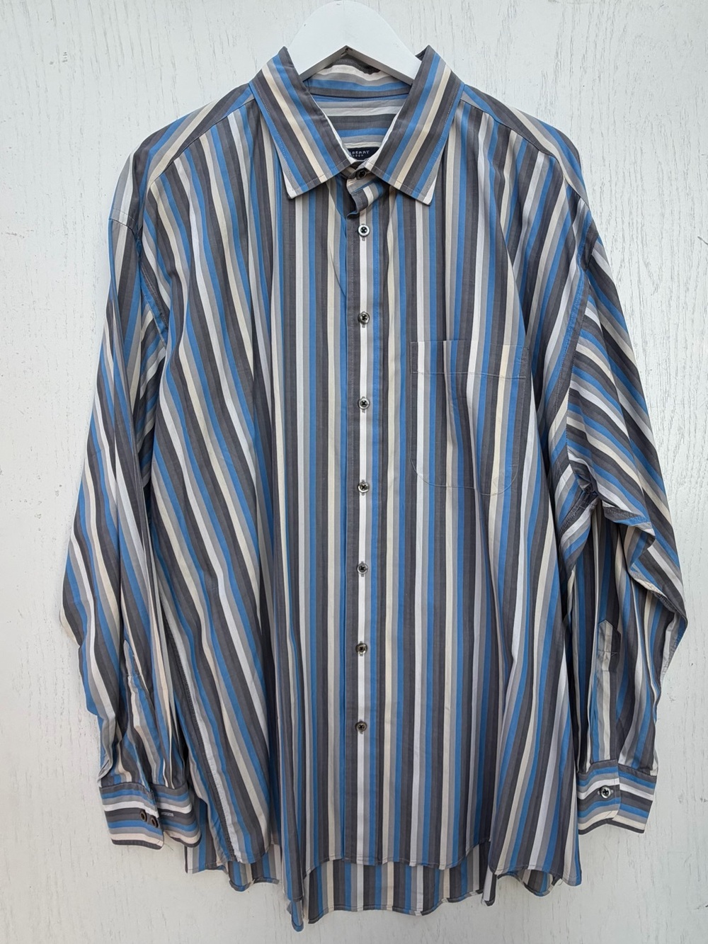 Burberry London Multicolor 100% Cotton Stripe Button Down Dress Shirt Men's XXL